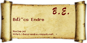 Bécs Endre névjegykártya